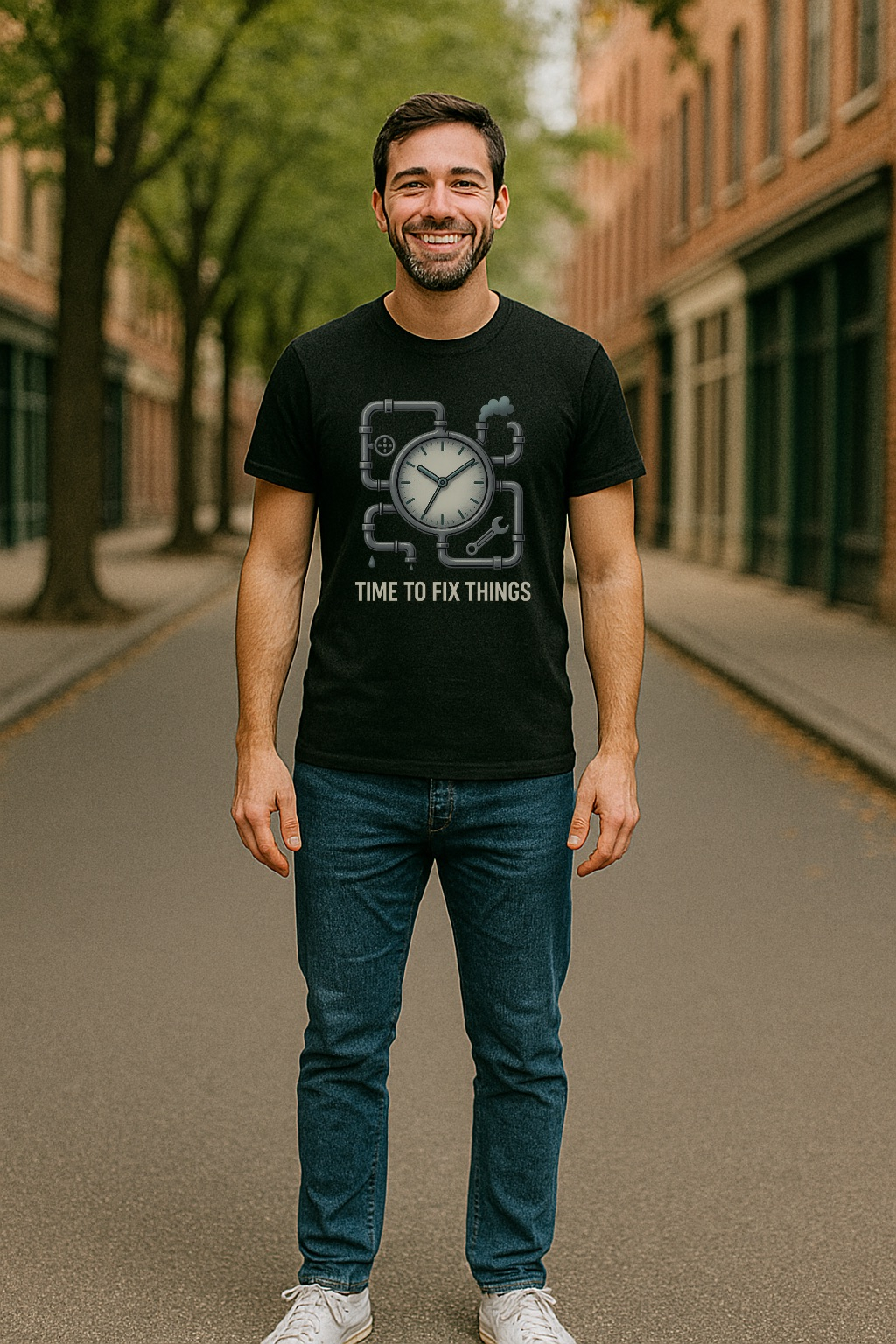 Mens-Anthem-T-shirt-Axo-Time-To-Fix-Black-S