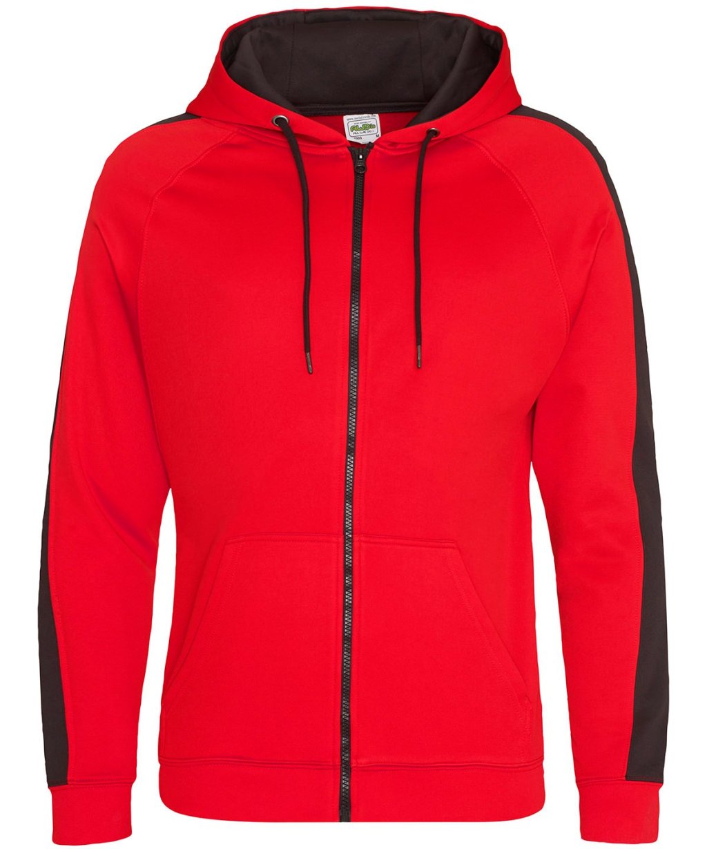 Plain Full Zip Hoodie Red Large