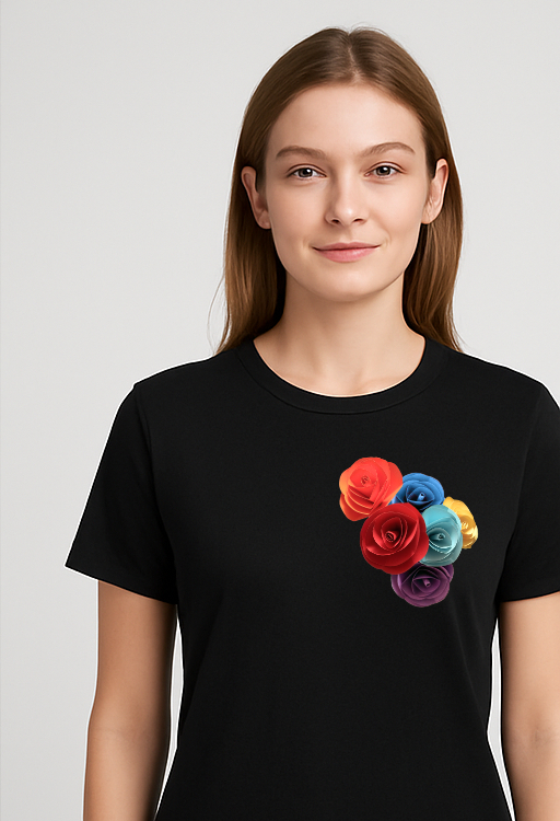 Womens-B&c-T-shirt-Paper-Roses-Black 18