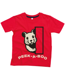 Kids Babybugz T-shirt Hamster-peek-a-boo Red 10/11y