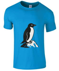 Kids Gildan T-shirt Penguin-on-rock Lightblue 3/4y