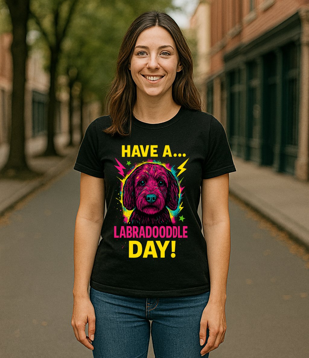 aXo Labradoodle Day Large Black T-Shirt