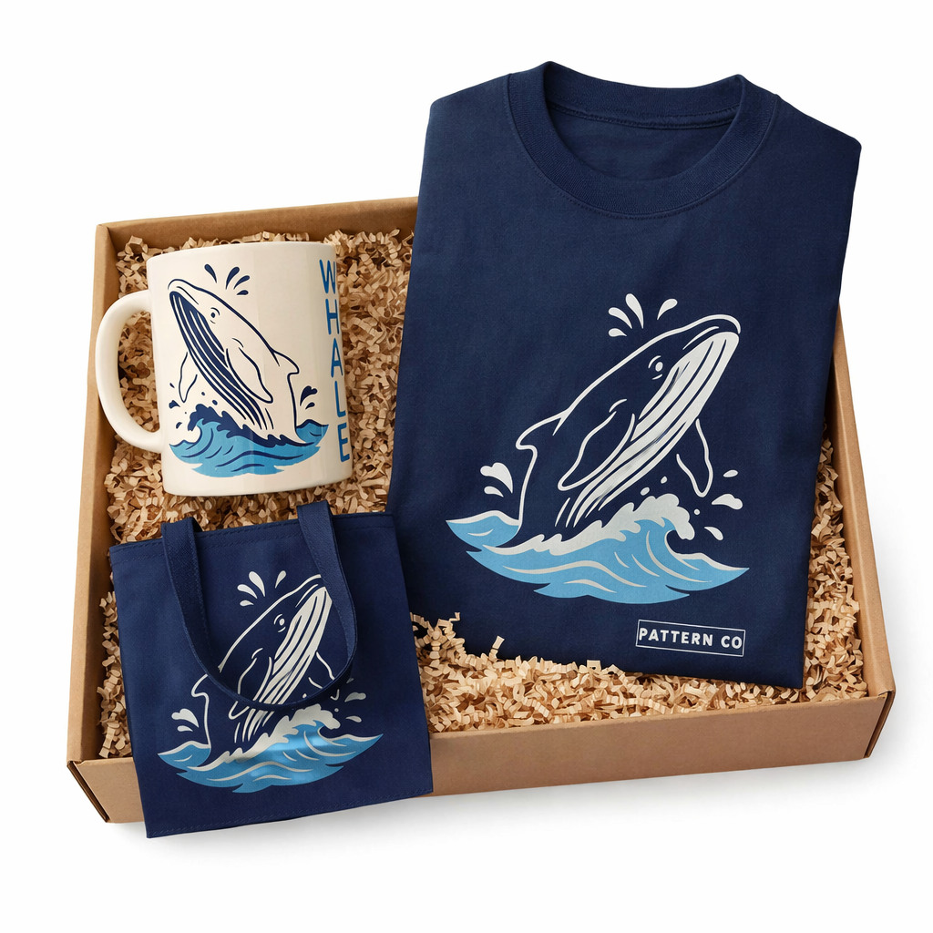 Whale Splash Gift Set (t-Shirt, Mug, Tote Bag)